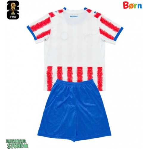 Paraguay Replika Babytøj Hjemmebanesæt Børn VM 2026 Kortærmet (+ Korte bukser)